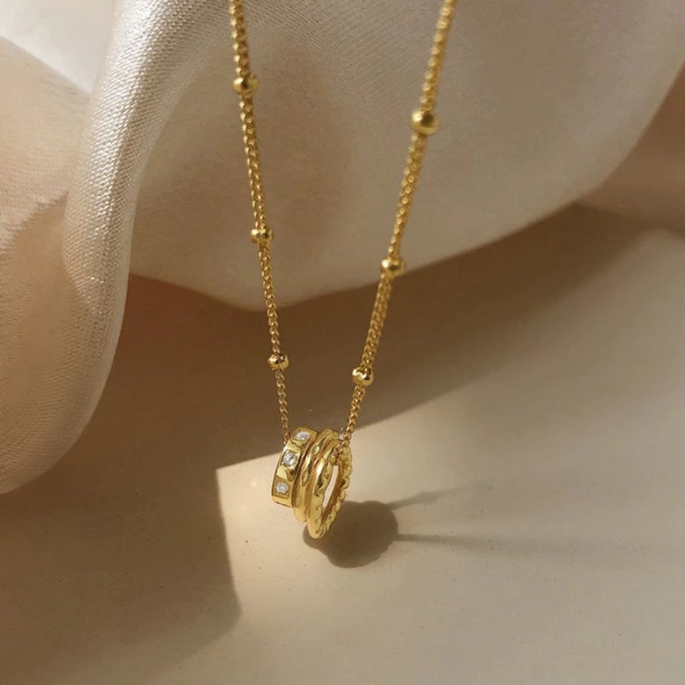 NEW Silver Gold Geometric Irregular Circle Necklace - Picture 4 of 8